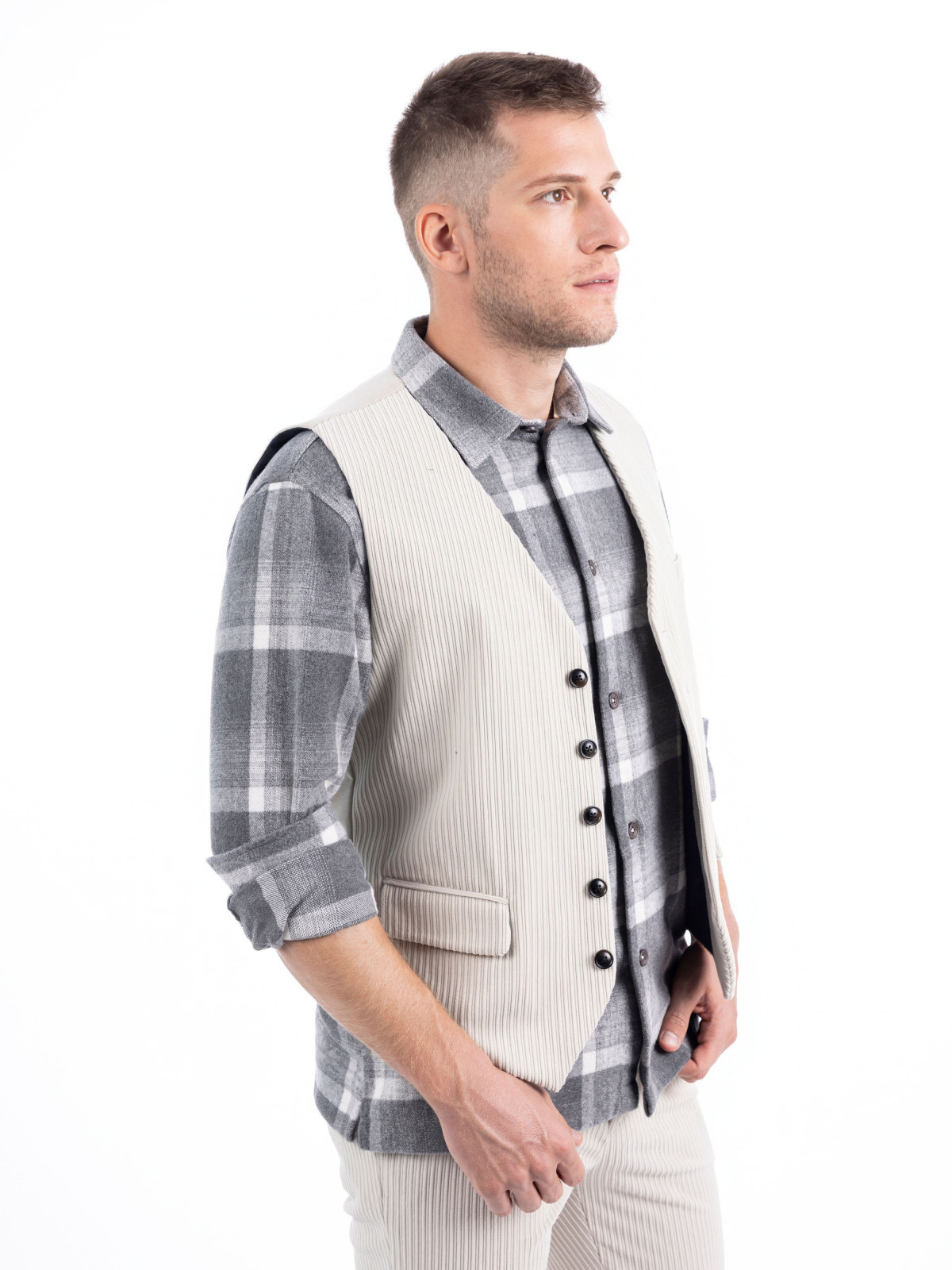 GILET UOMO  VELLUTO RIGATO SEINSE