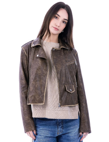 Giubbetto donna eco-pelle invecchiato.